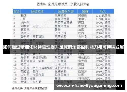如何通过精细化财务管理提升足球俱乐部盈利能力与可持续发展