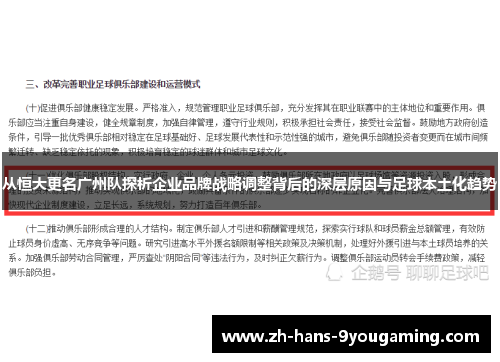 从恒大更名广州队探析企业品牌战略调整背后的深层原因与足球本土化趋势